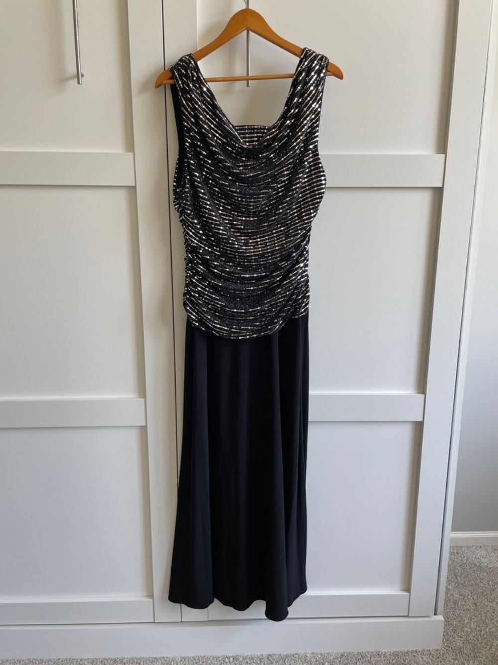 R&M Richards Black Dress with Silver Sequin Bodice